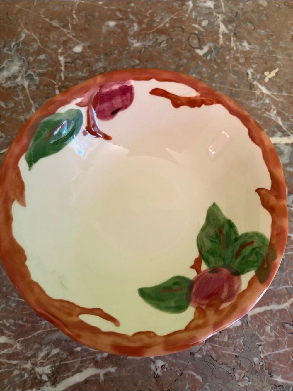 Franciscan Cream Ceramic Bowl with Pale Green Rim